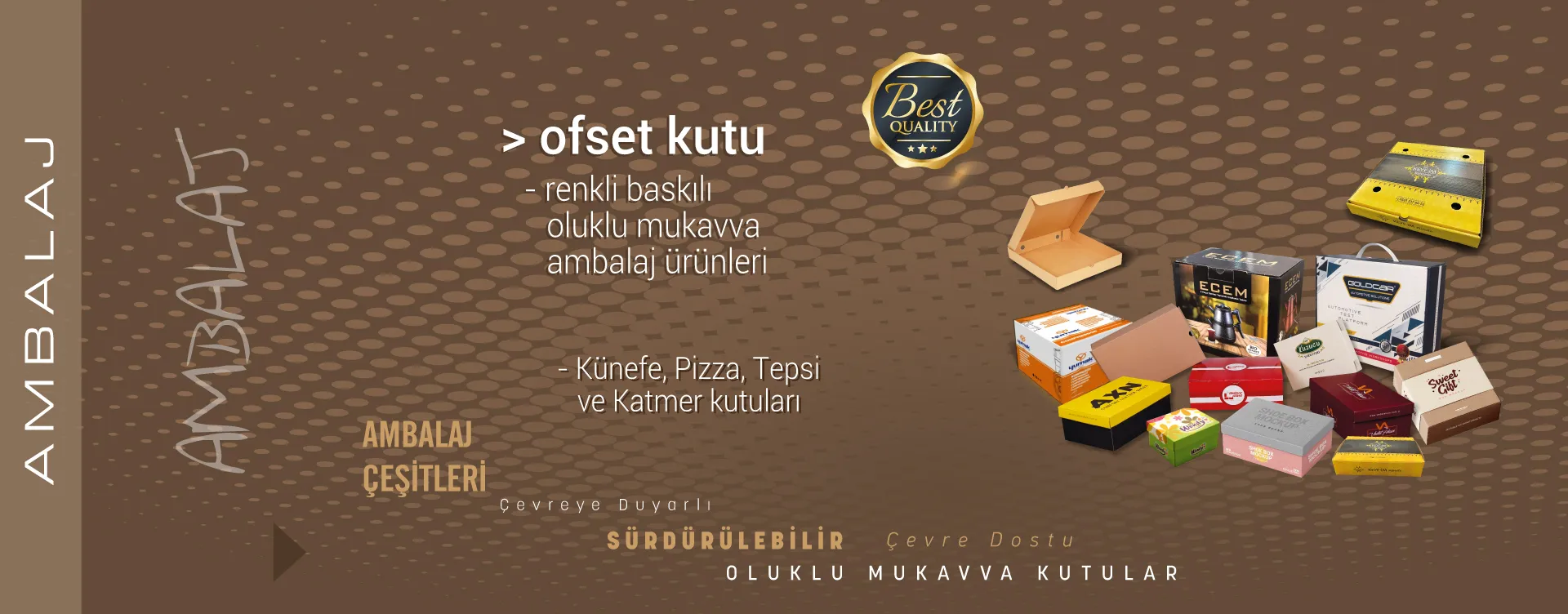 Ofset kutu: renkli baskılı oluklu mukavva ambalaj ürünleri, künefe, pizza ve tepsi kutuları
